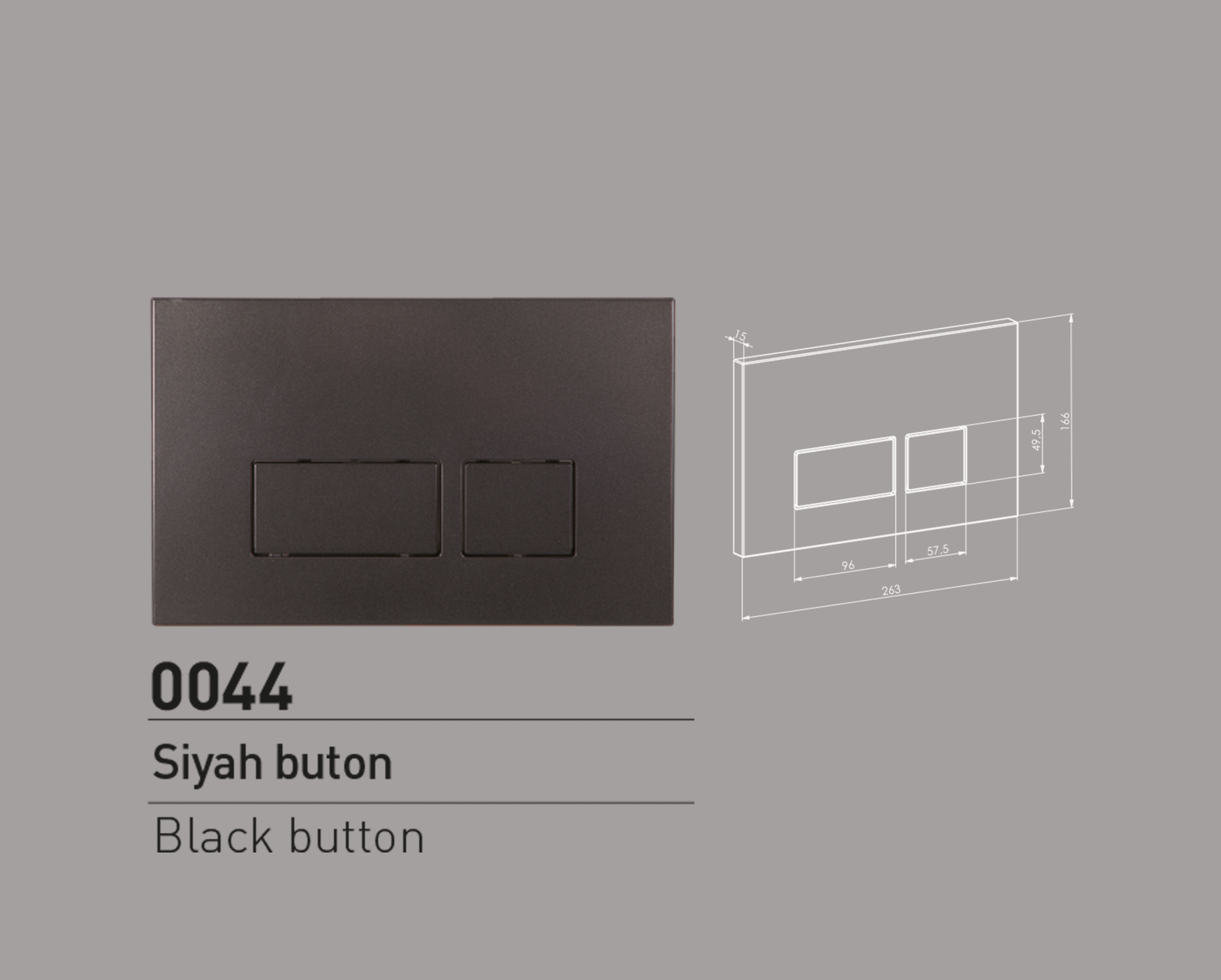 Nkp Siyah Gömme Rezervuar Kumanda Paneli Buton 0044 - Banyovit