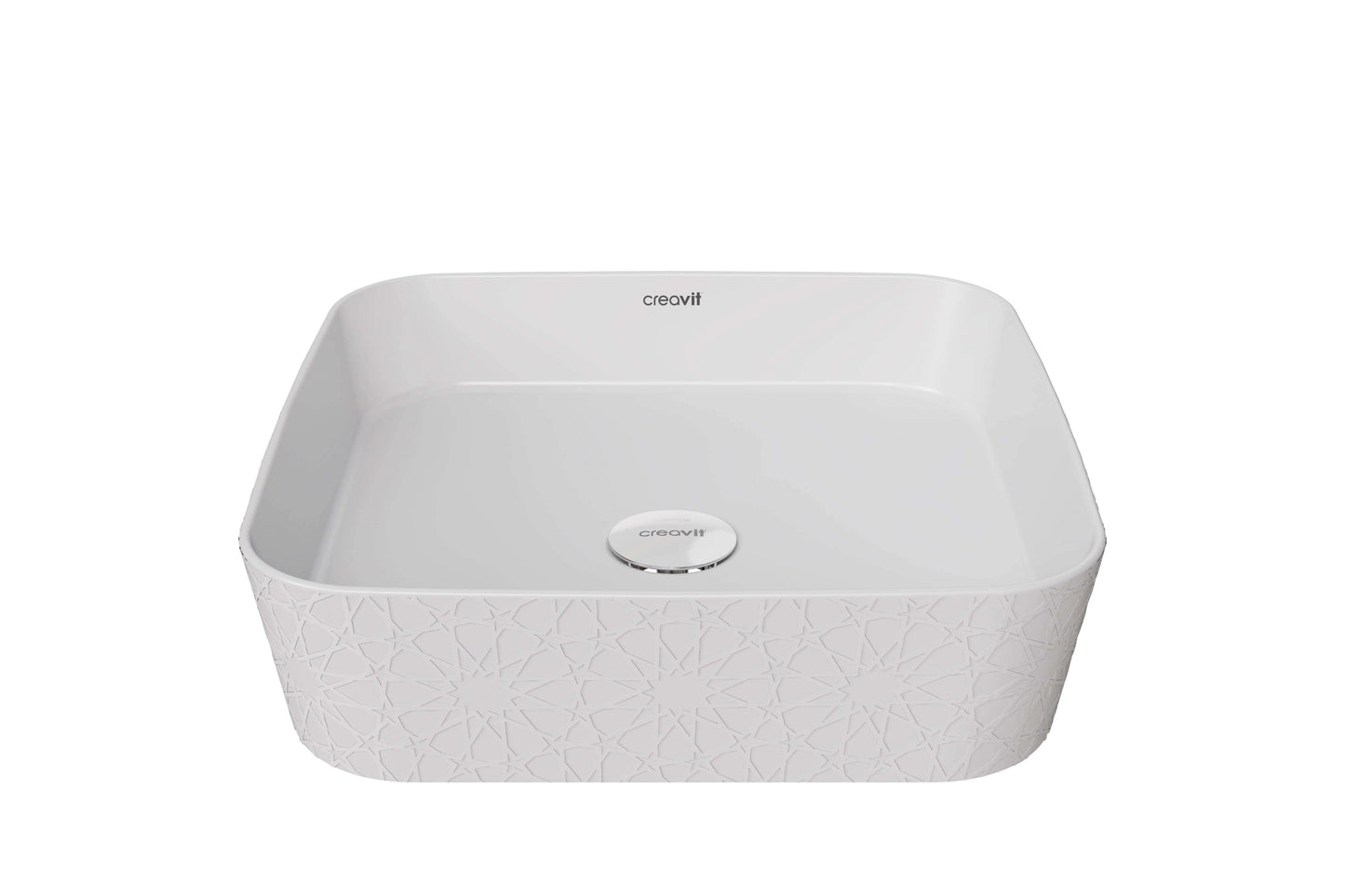 Creavit Loop Kare Çanak Lavabo Beyaz Selçuklu Rölyef Desen Uygulamalı 40 cm LP040-00CB00E-SK00 - Banyovit