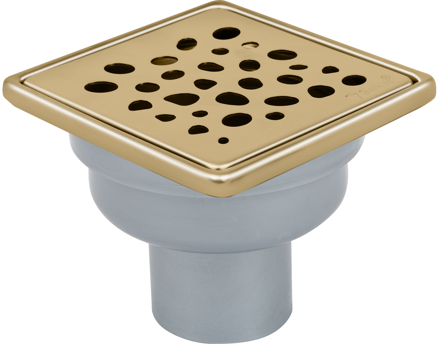 Sukar Tesisat Süzgeci 10x10 cm Gold Çelik Çerçeveli Çakıl Taşı Izgaralı Alttan Çıkışlı