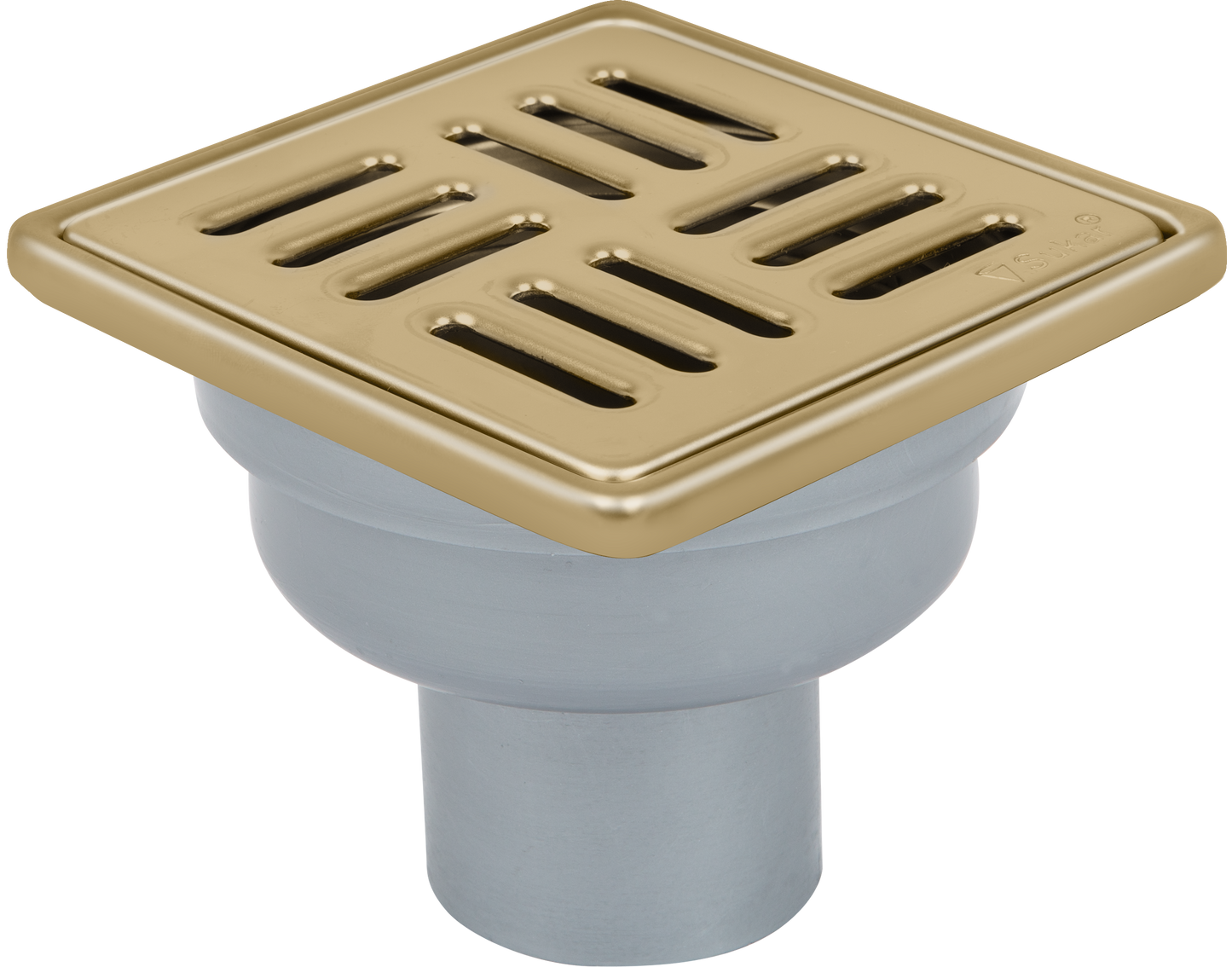 Sukar Tesisat Süzgeci 10x10 cm Gold Çelik Çerçeveli Çizgili Izgaralı Alttan Çıkışlı