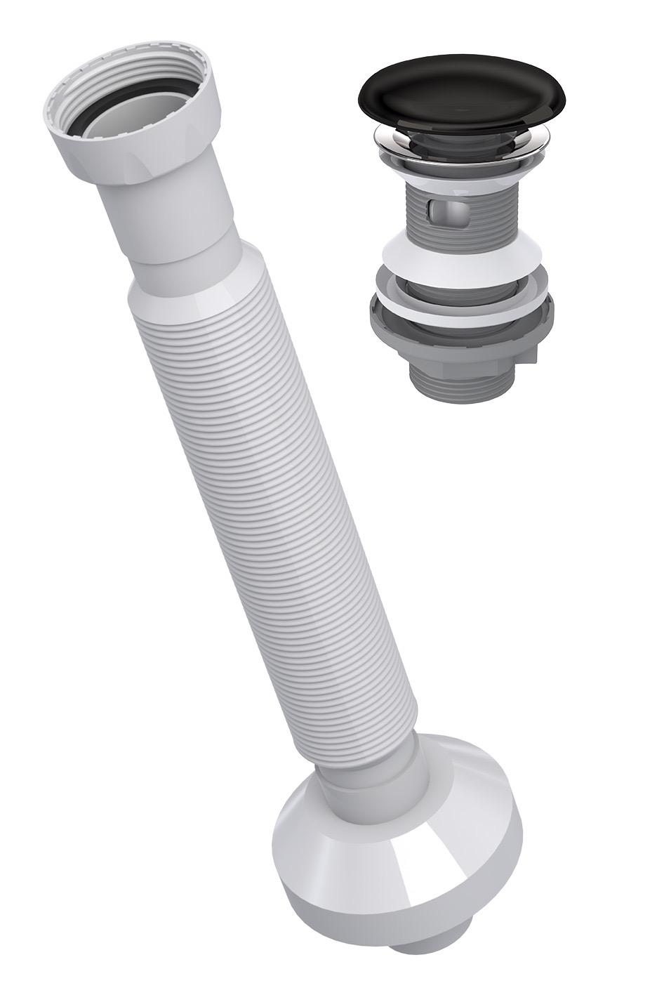 İz Yapı Elixir Lavabo Sifonu Körüklü Sifon Pup-Up Basmalı Mat Siyah Seremik Kafa Taşmalı 220138 - Banyovit