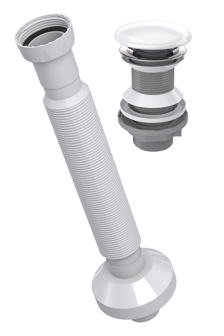 İz Yapı Elixir Lavabo Sifonu Körüklü Sifon Pup-Up Basmalı Beyaz Seremik Kafa Taşmasız 220344 - Banyovit