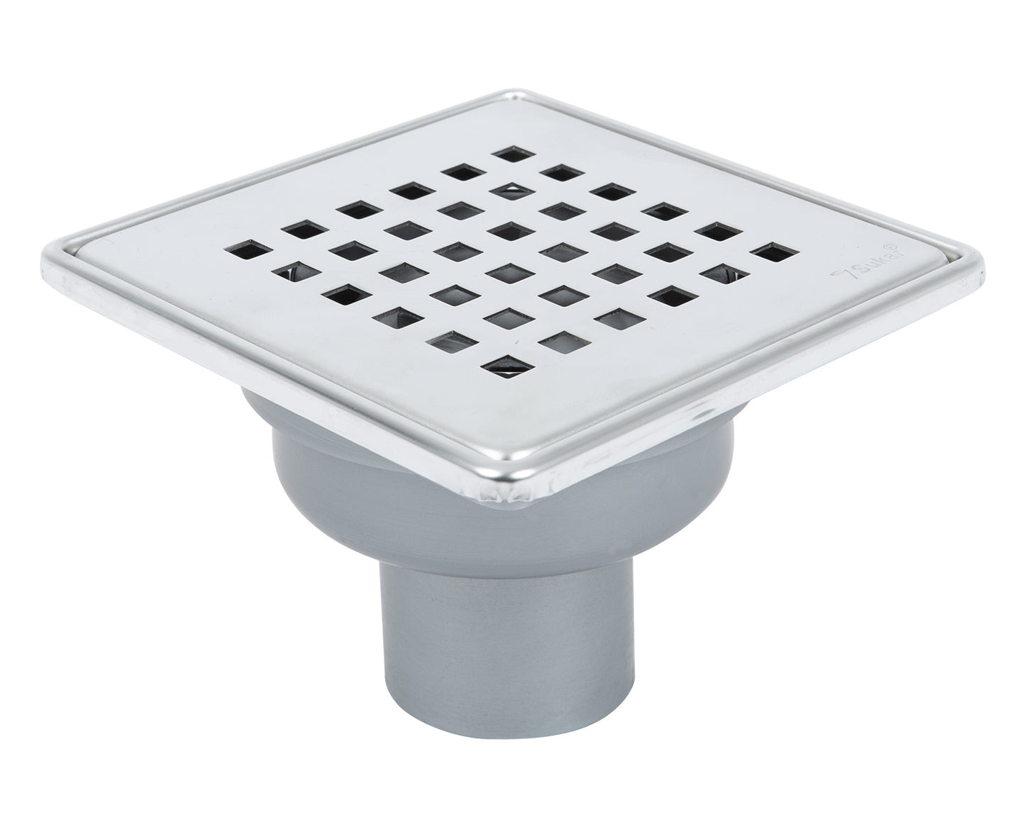 Sukar Tesisat Süzgeci 15x15 cm Paslanmaz Çelik Çerçeveli Kare Izgaralı Alttan Çıkışlı