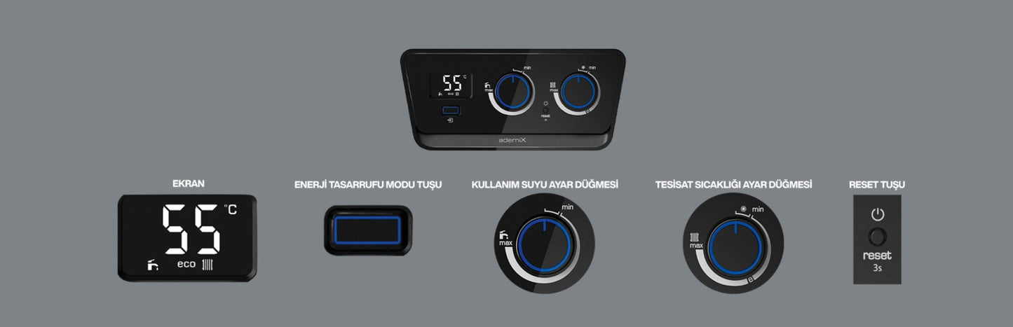 Demirdöküm Ademix 18/24 kW 16.000 Kcal/h Tam Yoğuşmalı Kombi - Banyovit