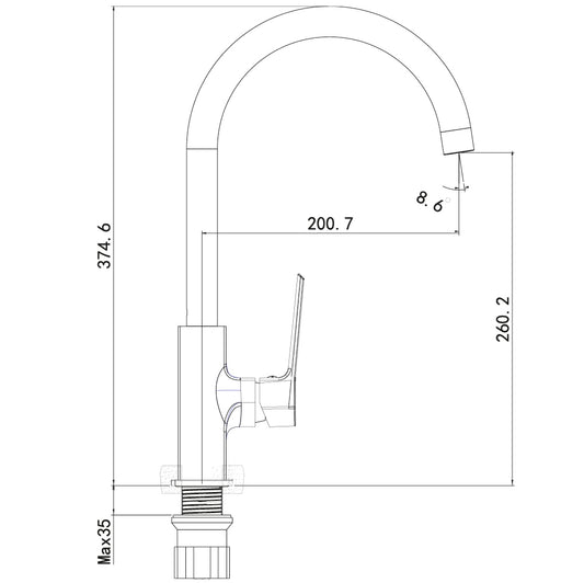 Creavit Stark Mutfak Eviye Bataryası Armatürü - Metalik Gri SK8500GR - Banyovit
