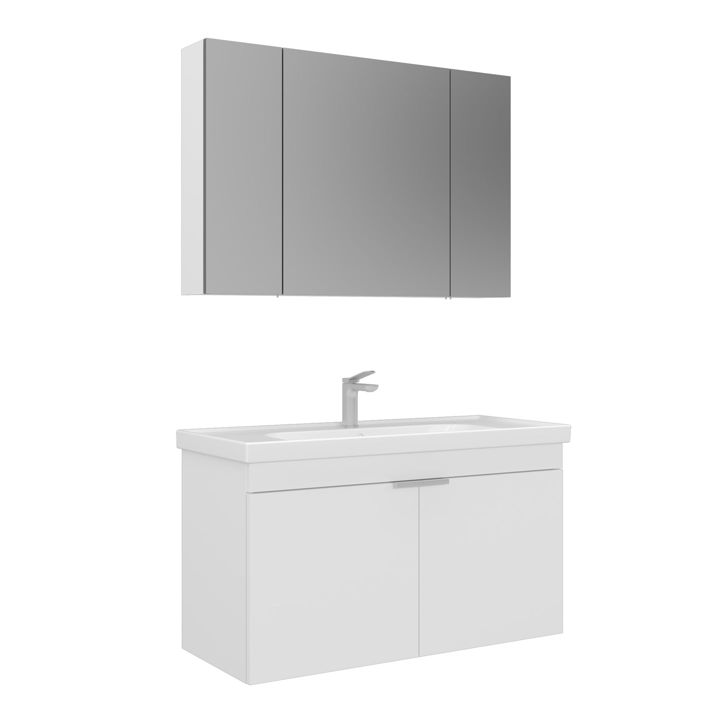 Orka Desna 100 cm Banyo Dolabı Takımı | Ayna Dolaplı | Mat Beyaz