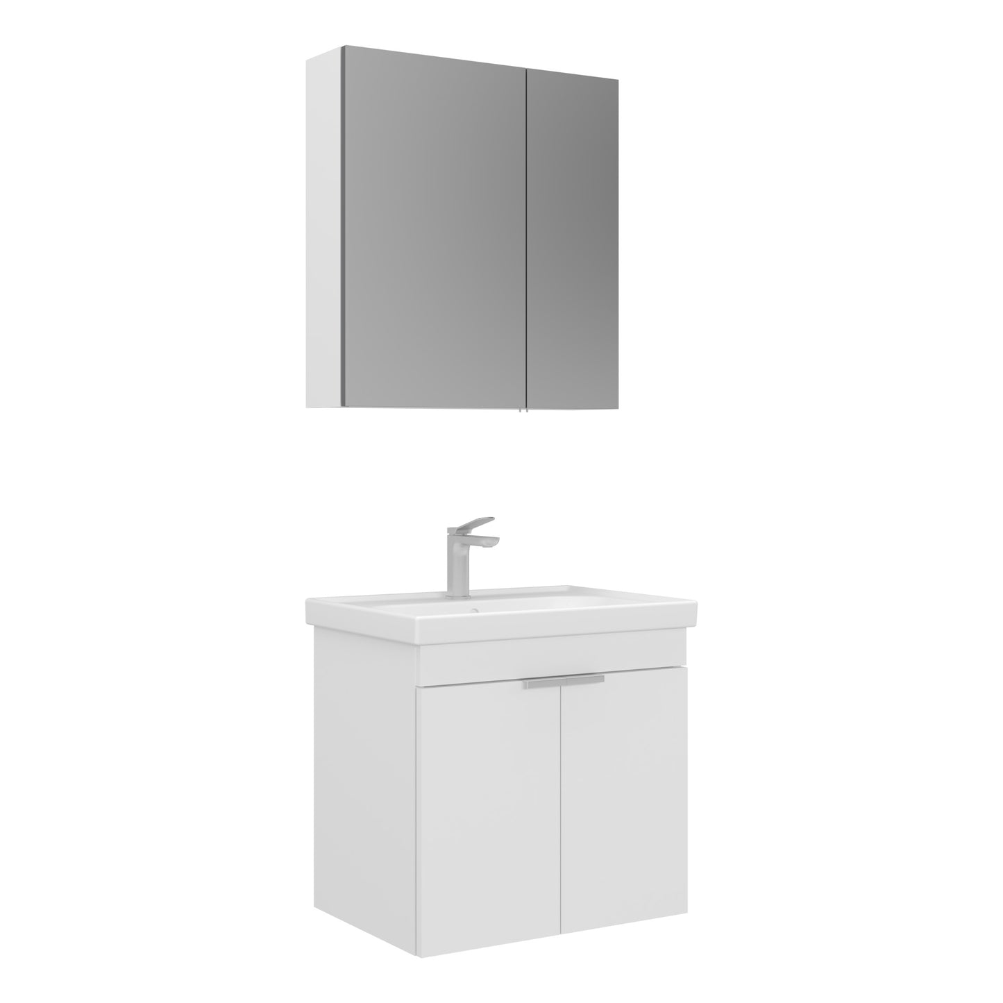 Orka Desna 60 cm Banyo Dolabı Takımı | Ayna Dolaplı | Mat Beyaz