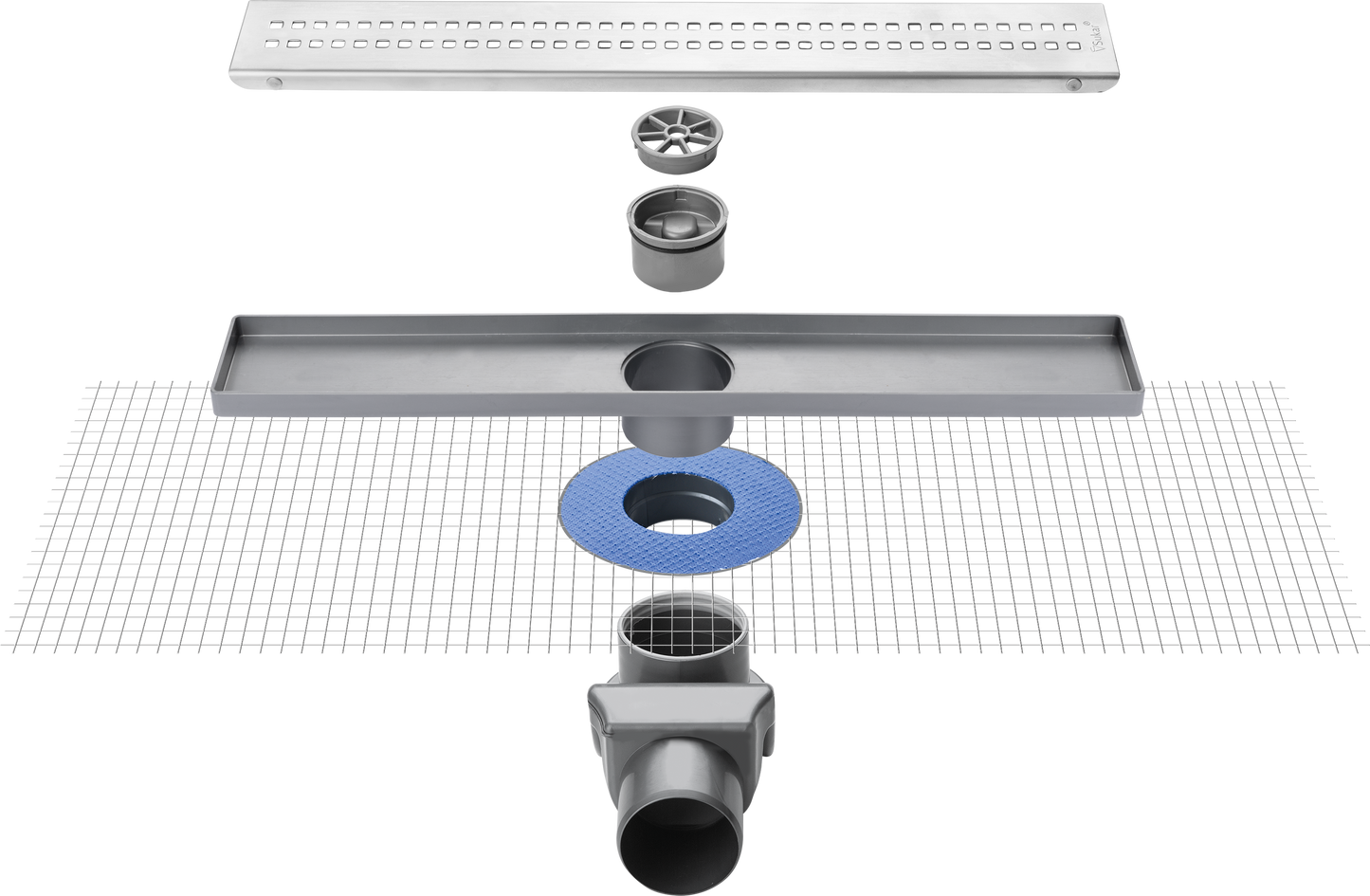 Sukar Line/6E Cube Izgaralı Lineer Duş Kanalı Plastik Kasalı Kokumatik Koku Önleyicili
