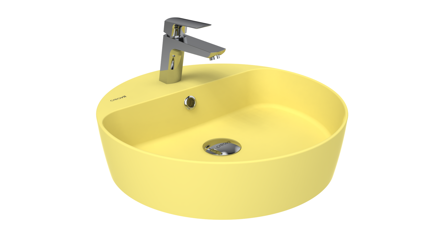 Creavit Loop Masaüstü Çanak Lavabo 45 cm Limon Çiçeği LP146-00LC00E-0000