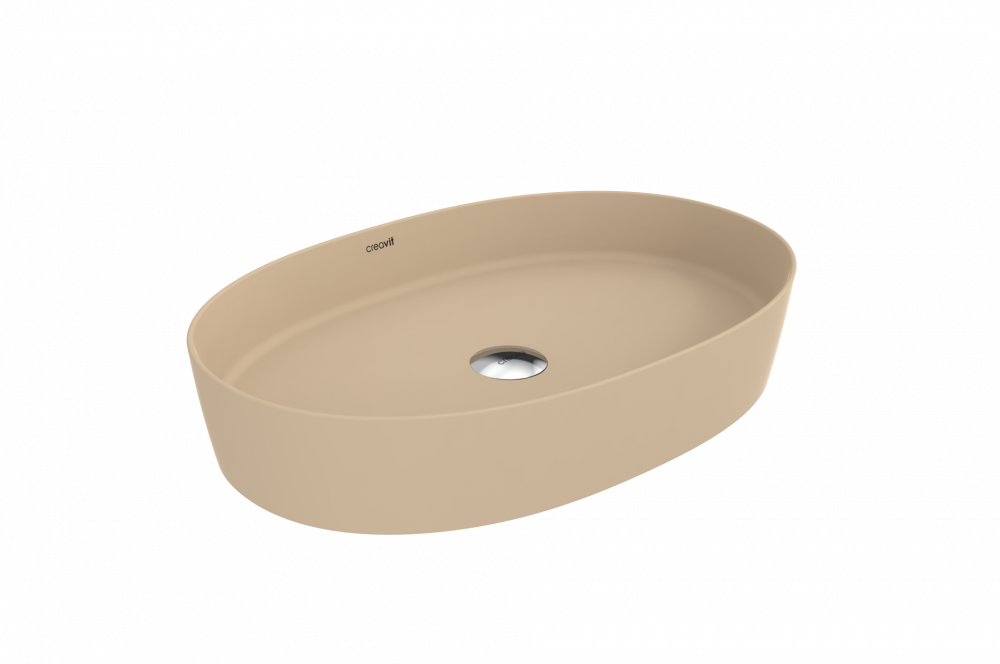 Creavit Loop Oval İnce Masaüstü Setüstü Çanak Lavabo Mat Cappuccino Ø60 cm LP160-00CM00E-0000 - Banyovit