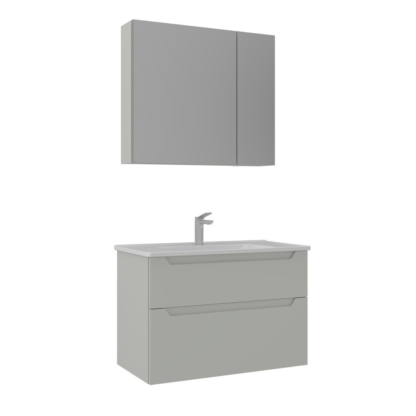 Orka Messina 85 cm Banyo Dolabı Takımı | Ayna Dolaplı | Mat Kaşmir