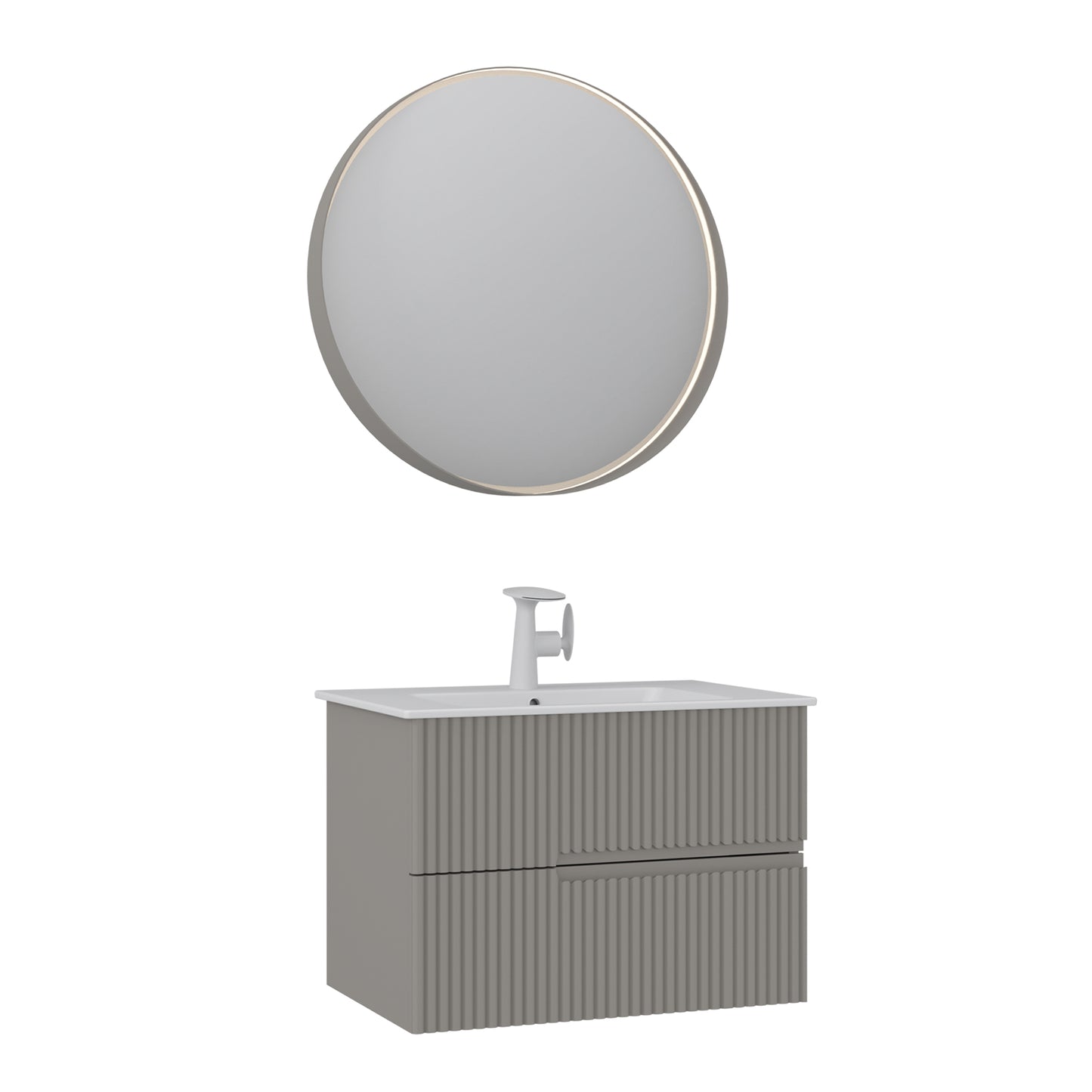 Orka Moonlight 70 cm Banyo Dolabı Takımı | Çift Çekmeceli | Mat Vizon