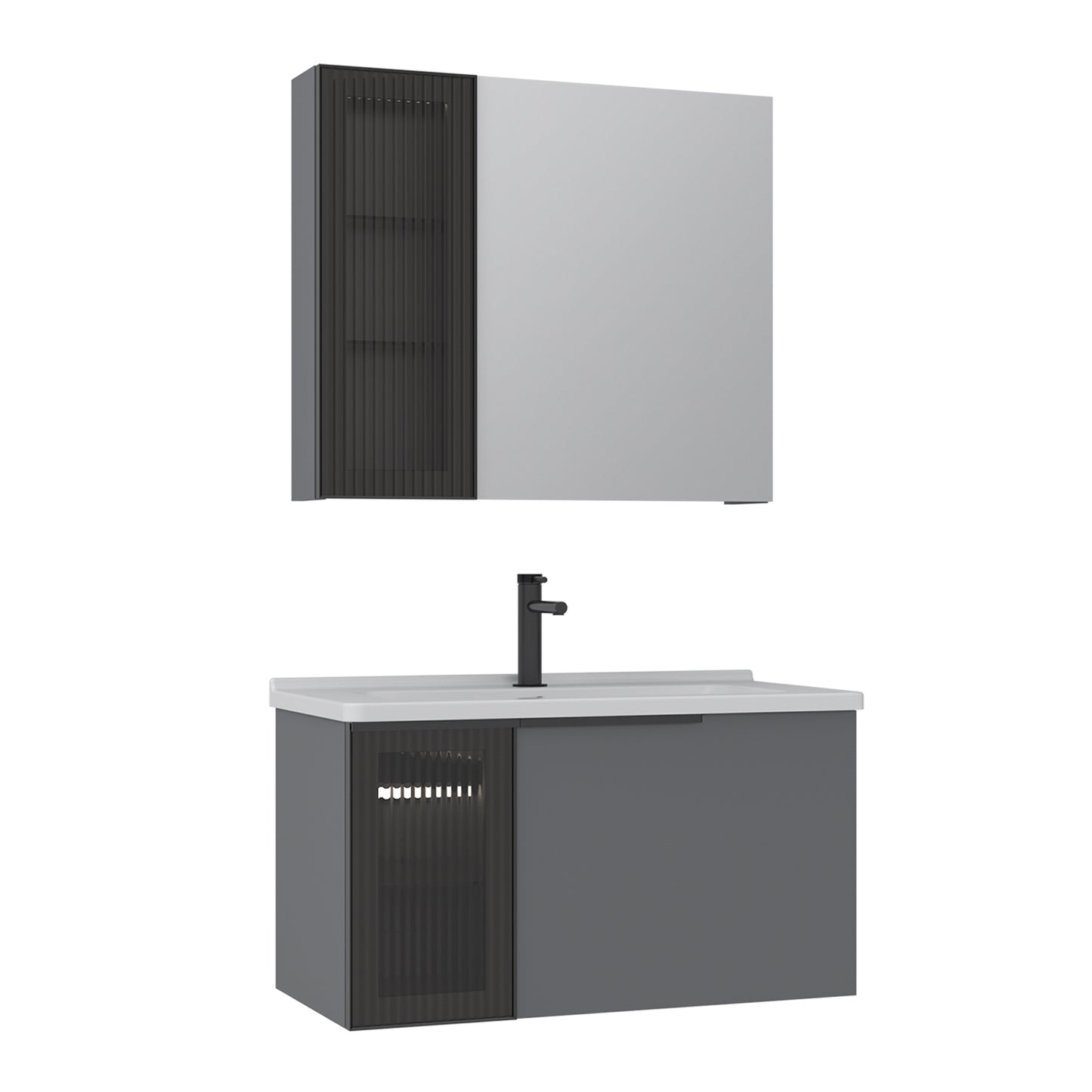 Orka Pure 80 cm Banyo Dolabı Takımı | Mat Gri
