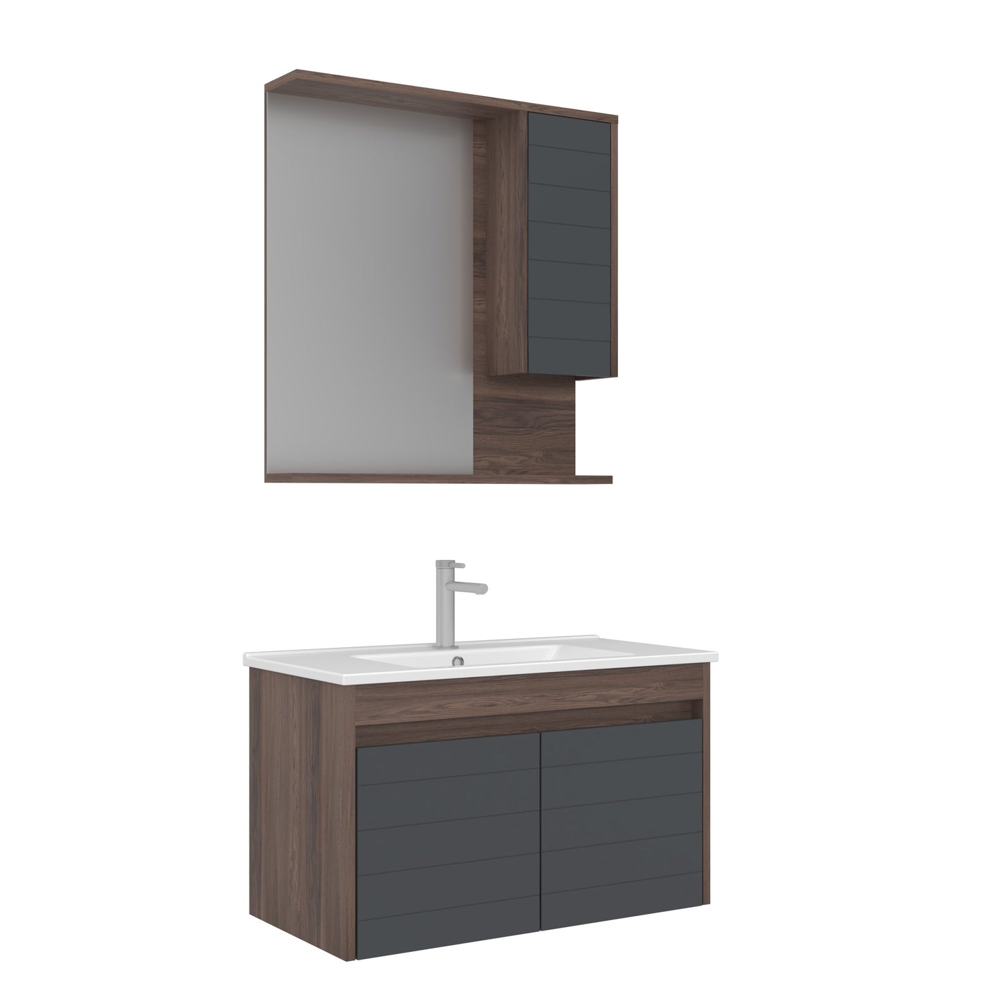 Orka Serra 85 cm Banyo Dolabı Takımı | Navaro Antrasit