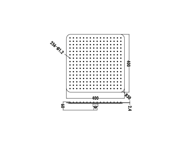 Creavit Paslanmaz Slim Tepe Duş Başlığı Kare 400mm SH4000 - Banyovit
