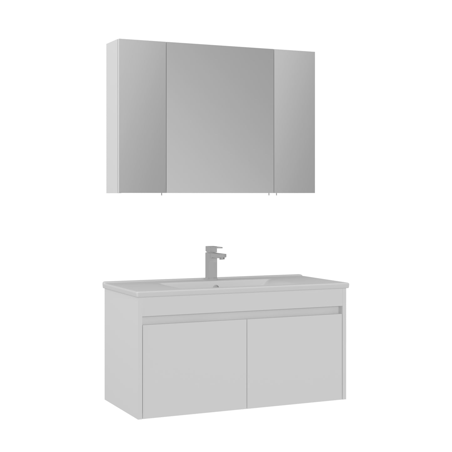 Orka Side 100 cm Kapaklı Banyo Dolabı Takımı | Mat Beyaz