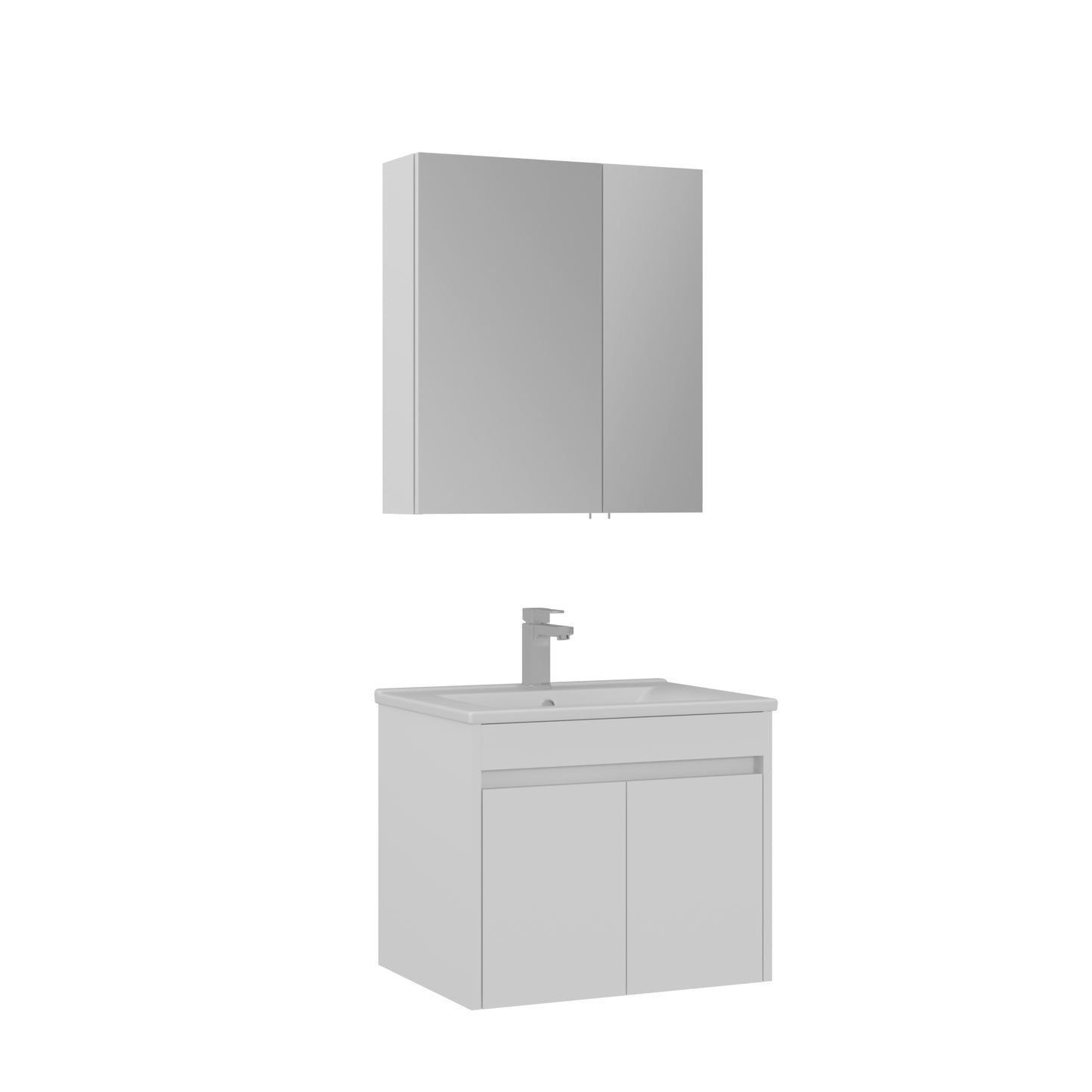 Orka Side 65 cm Kapaklı Banyo Dolabı Takımı | Mat Beyaz