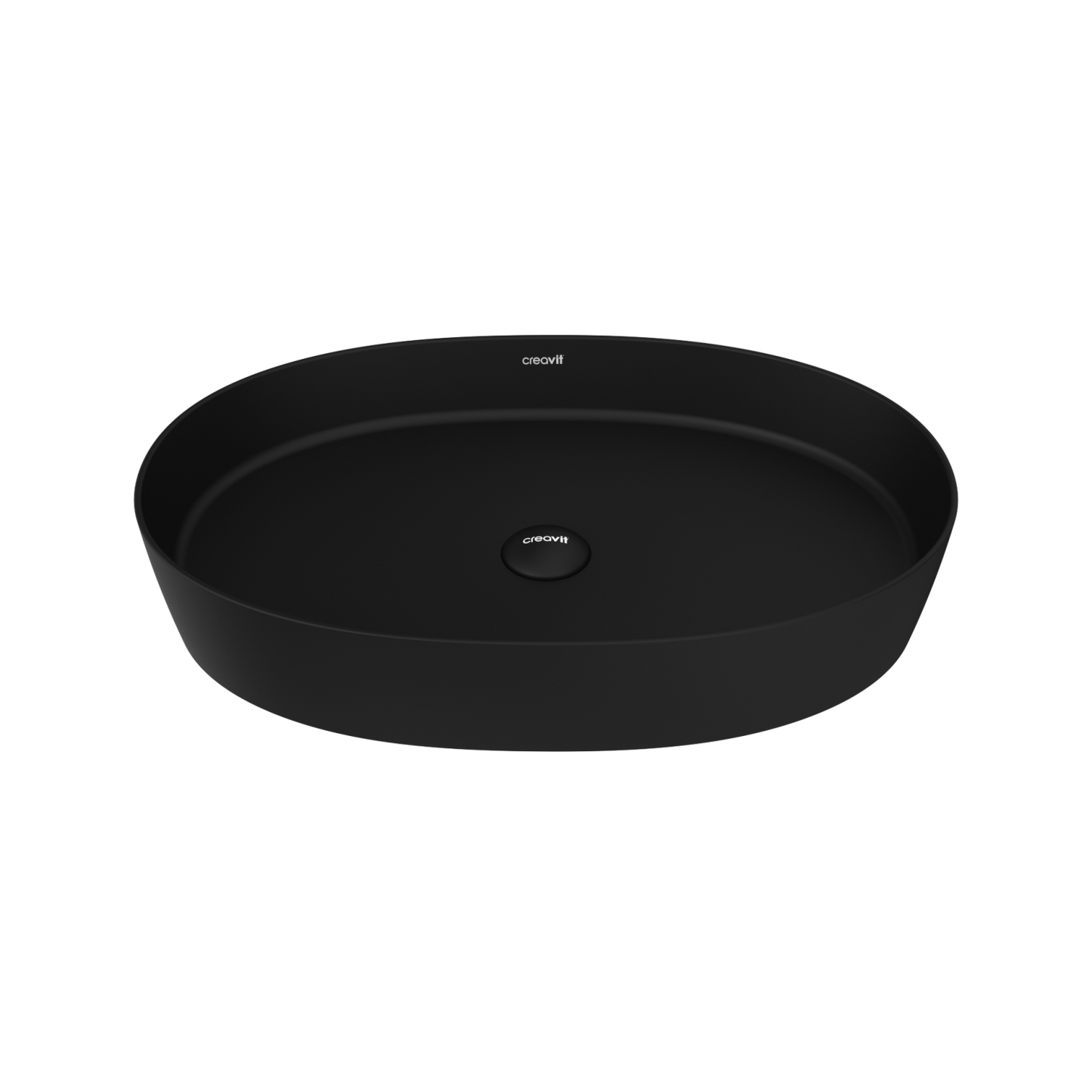Creavit Loop Oval İnce Masaüstü Setüstü Çanak Lavabo Kömür Karası Ø60 cm LP160-00KK00E-0000