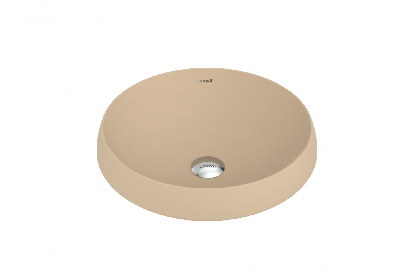 Creavit Deep 45 cm Set Üstü Tezgah Üstü Yuvarlak Lavabo Cappucino DE045-00CM00E-0000 - Banyovit
