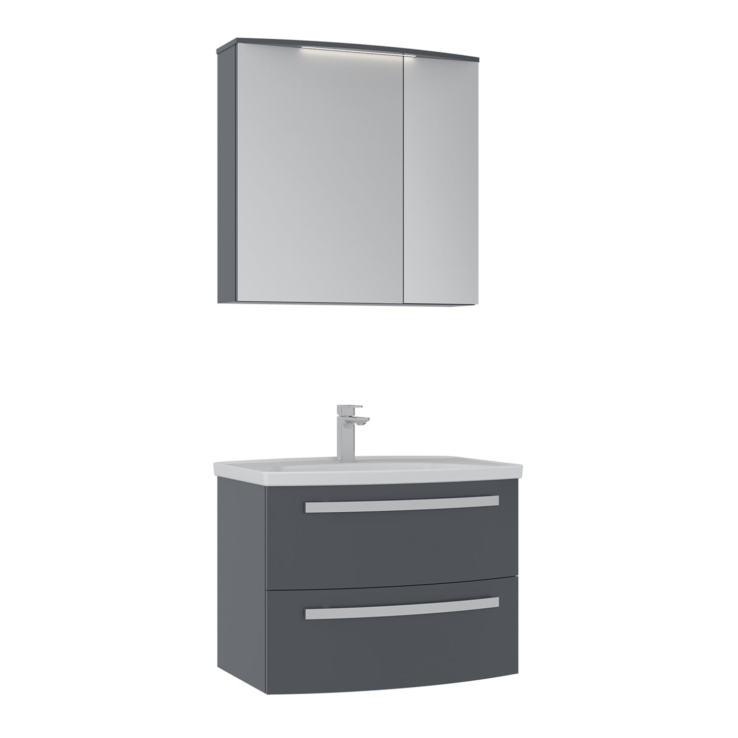 Orka Urla 70 cm Banyo Dolabı Takımı | Parlak Antrasit