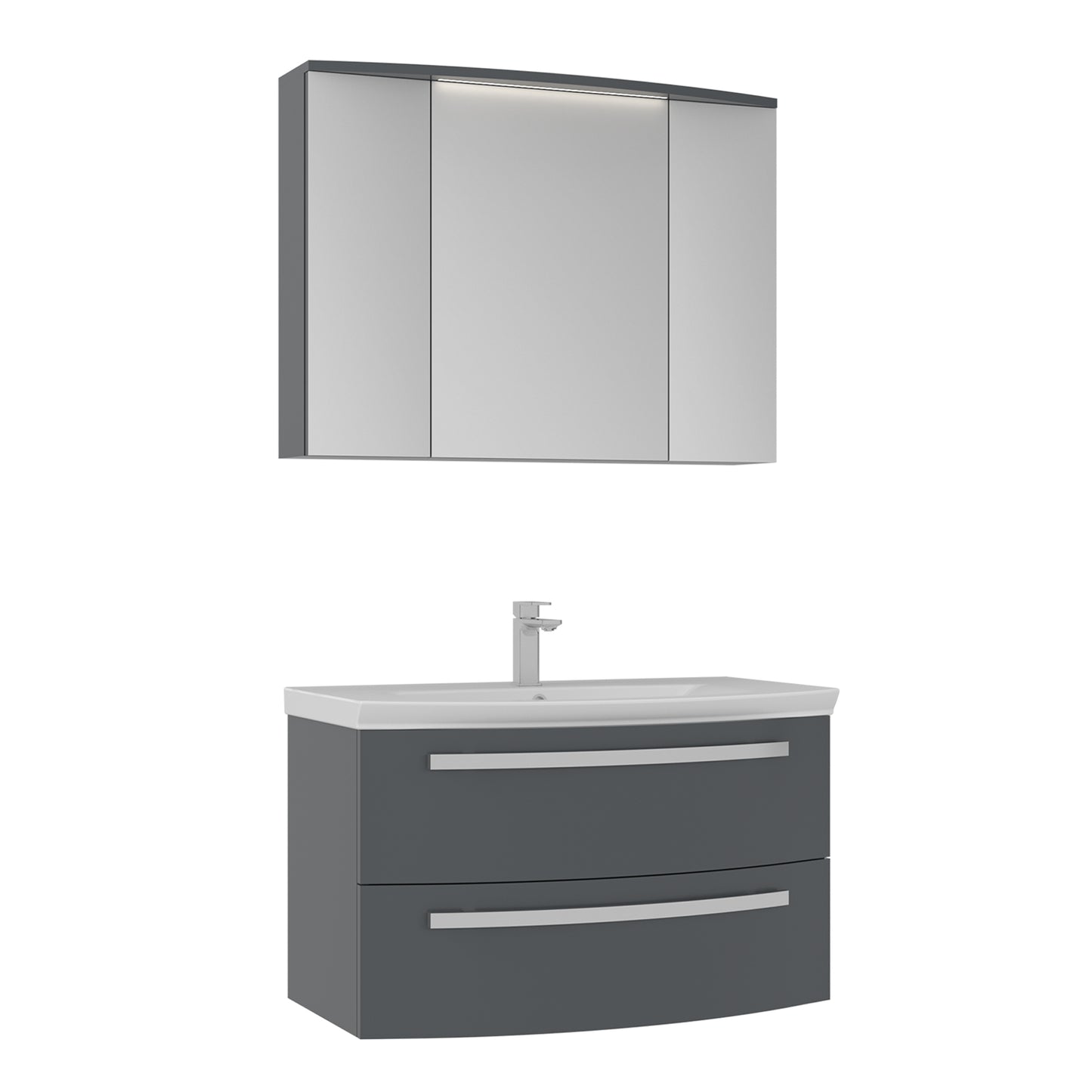 Orka Urla 90 cm Banyo Dolabı Takımı | Parlak Antrasit