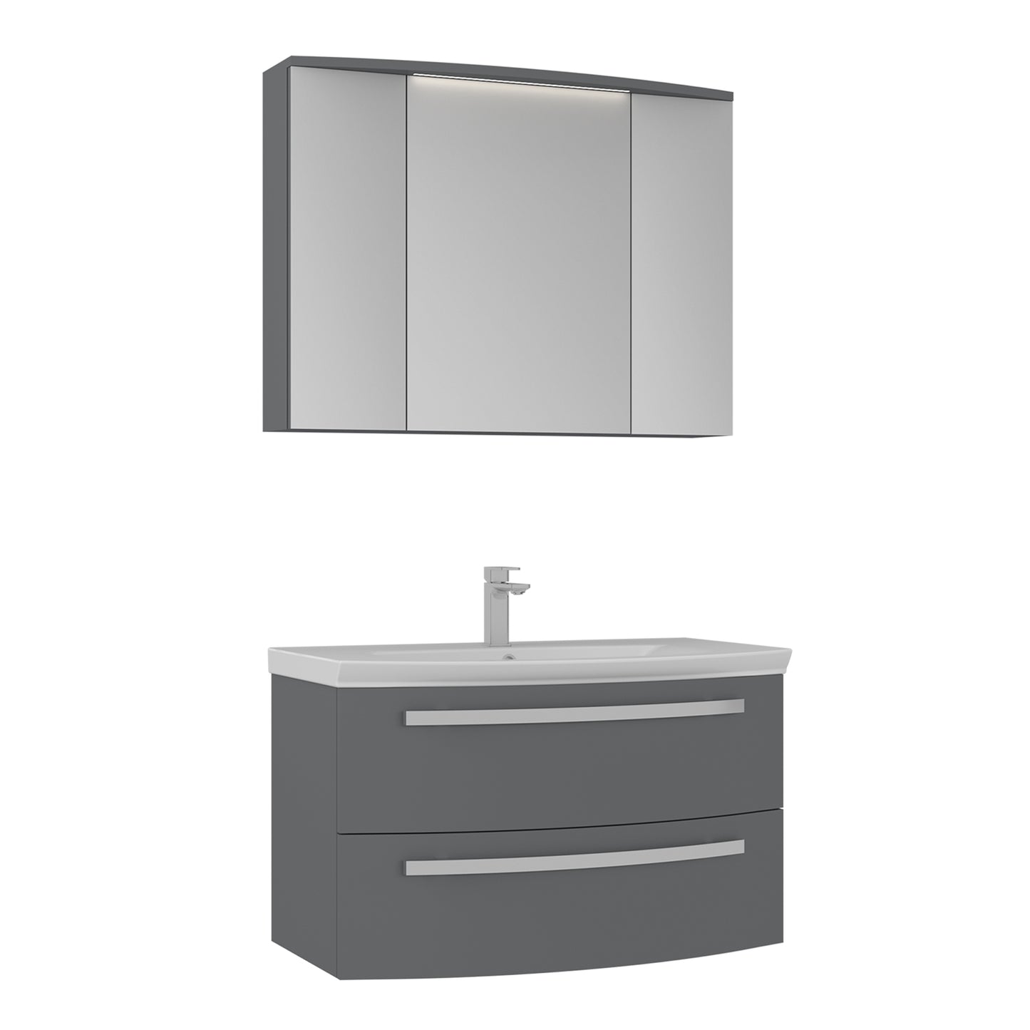 Orka Urla 90 cm Banyo Dolabı Takımı | Parlak Gri