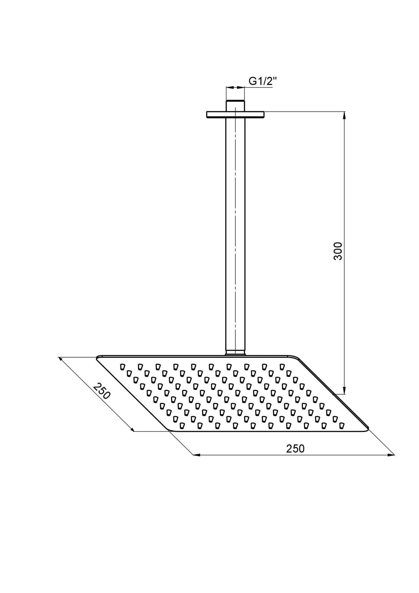 Ankastre Duş Başlığı (Tavandan 250X250) Rose Gold (Pvd) Ads19-R Gpd - Banyonline