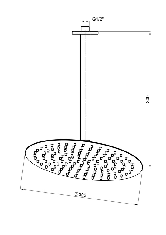 Ankastre Duş Seti (Tavandan Ø300) Siyah Ads22-S Gpd - Banyonline