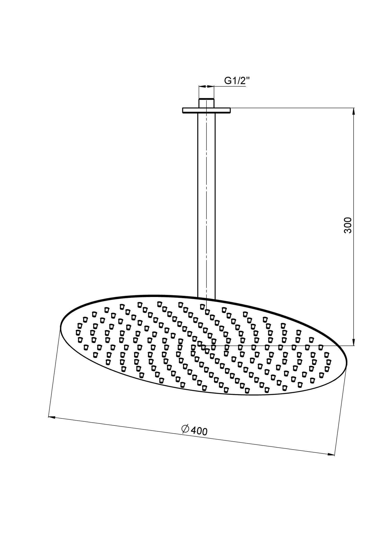 Ankastre Duş Seti (Tavandan Ø400) Siyah Ads24-S Gpd - Banyonline