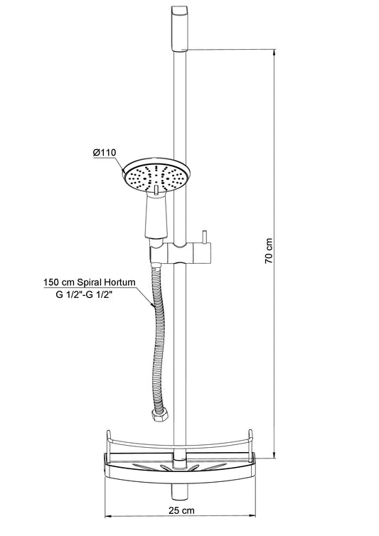 Sürgülü Duş Seti (5 Fonksiyonlu Ø110) Krom Dst52 Gpd - Banyonline