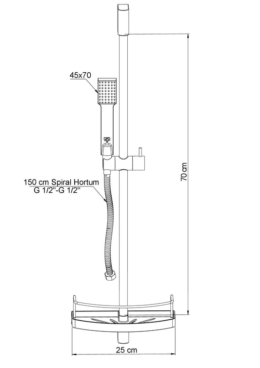 Sürgülü Duş Seti (Tek Fonksiyonlu 45X70) Krom Dst61 Gpd - Banyonline