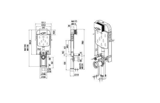 Creavit Asma Klozet İçin Metal Ayaklı 3-6 Litre Gövde Gömme Rezervuar GR5001