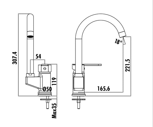 Creavit Vega Kuğu Lavabo Armatürü Bataryası VG1509