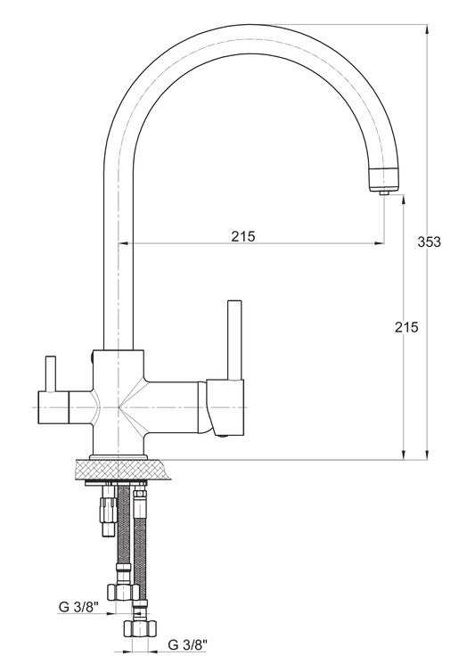 Espina Arıtma Çıkışlı Eviye Bataryası Krom Mar70 Gpd