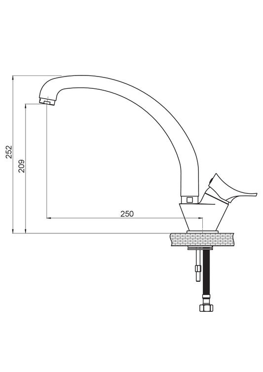 Florus Tek Gövde Eviye Bataryası Krom Mte170 Gpd - Banyonline
