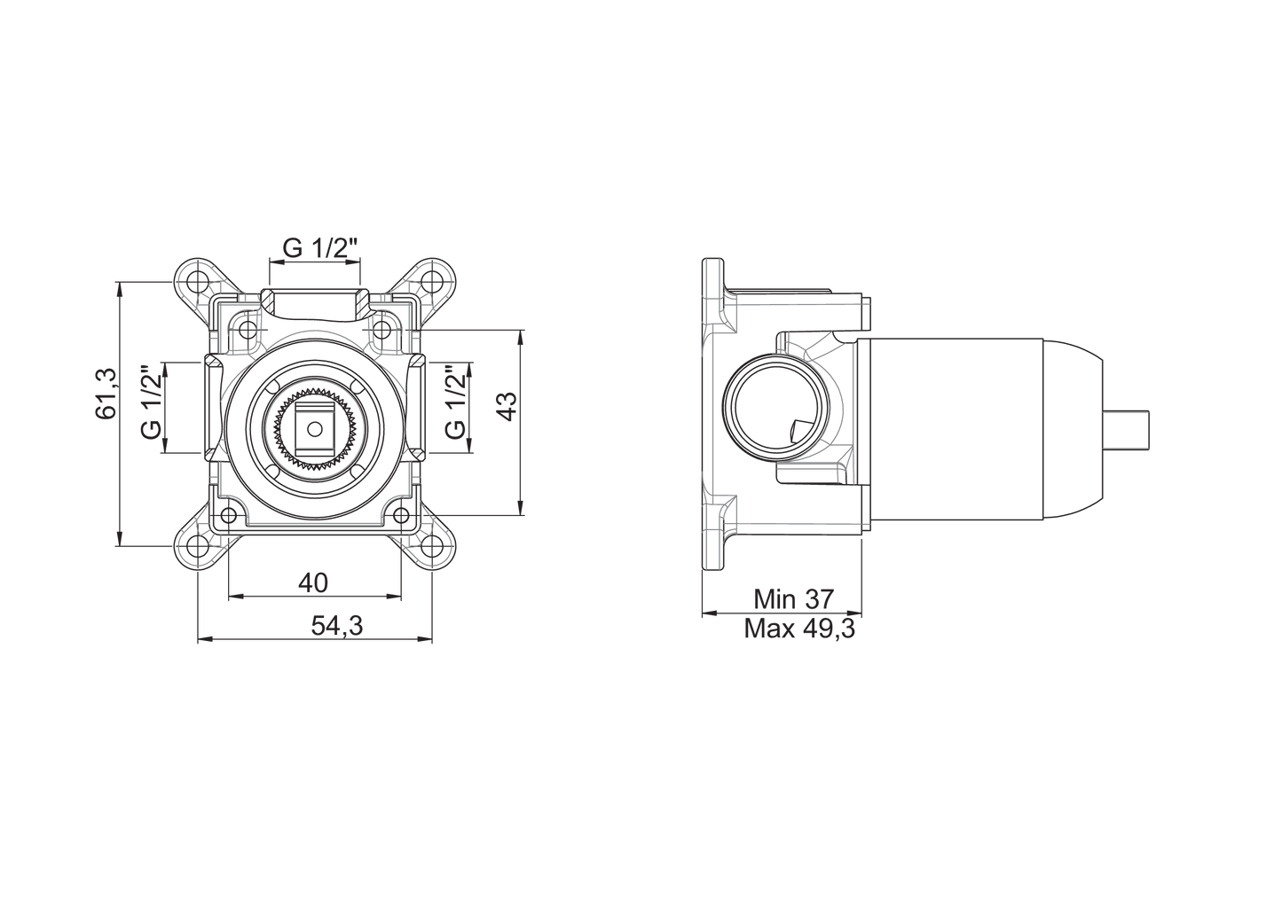 Ø35 Ankastre Duş Sıva Altı Grubu Sag06 Gpd - Banyonline