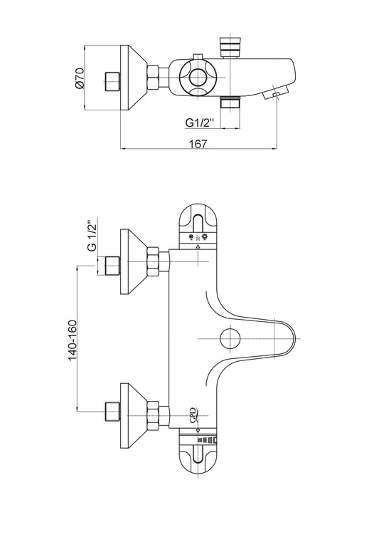 Termostatik Banyo Bataryası Krom Tbb01 Gpd - Banyonline