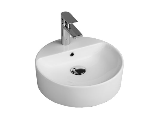 Quarter Bath Round Line Tezgah Üstü Çanak Lavabo Batarya Delikli Beyaz 45 cm 70RO23145