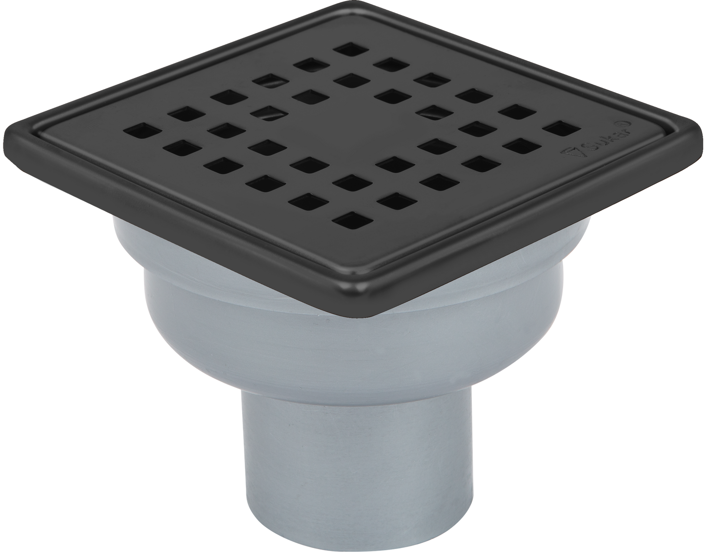 Sukar Tesisat Süzgeci 10x10 cm Black Çelik Çerçeveli Kare Izgaralı Alttan Çıkışlı
