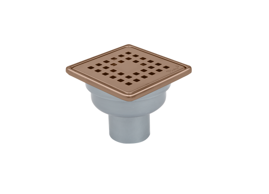Sukar Tesisat Süzgeci 10x10 cm Bronze Çelik Çerçeveli Kare Izgaralı Alttan Çıkışlı