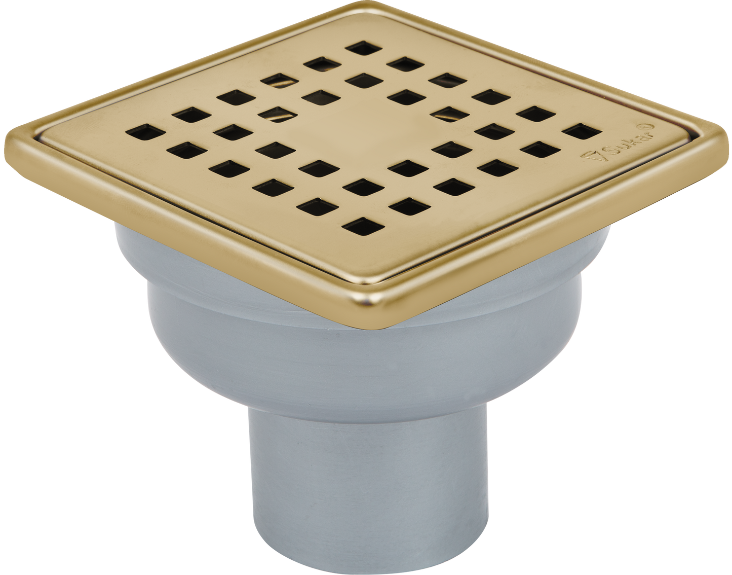 Sukar Tesisat Süzgeci 10x10 cm Gold Çelik Çerçeveli Kare Izgaralı Alttan Çıkışlı