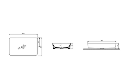 Quarter Bath Rapid Line Tezgah Üstü Çanak Lavabo Batarya Delikli Beyaz 38x60 cm 70RL23061