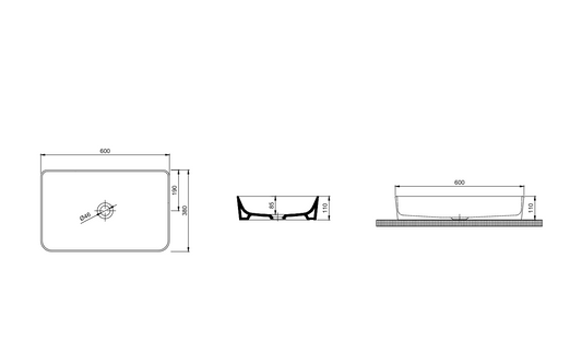Quarter Bath Rapid Line Tezgah Üstü Çanak Lavabo Batarya Delikli Beyaz 38x60 cm 70RL23061