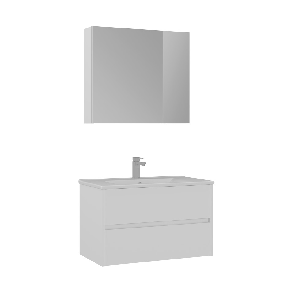 Orka Side 85 cm Çekmeceli Banyo Dolabı Takımı | Mat Beyaz