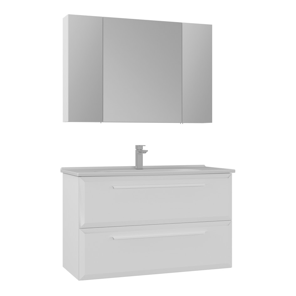 Orka Nuvola 100 cm Banyo Dolabı Takımı | Parlak Beyaz