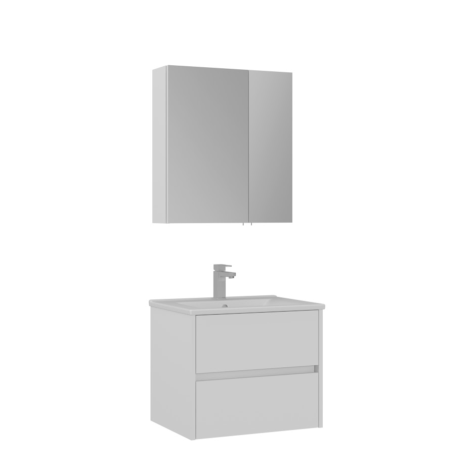 Orka Side 65 cm Çekmeceli Banyo Dolabı Takımı | Mat Beyaz