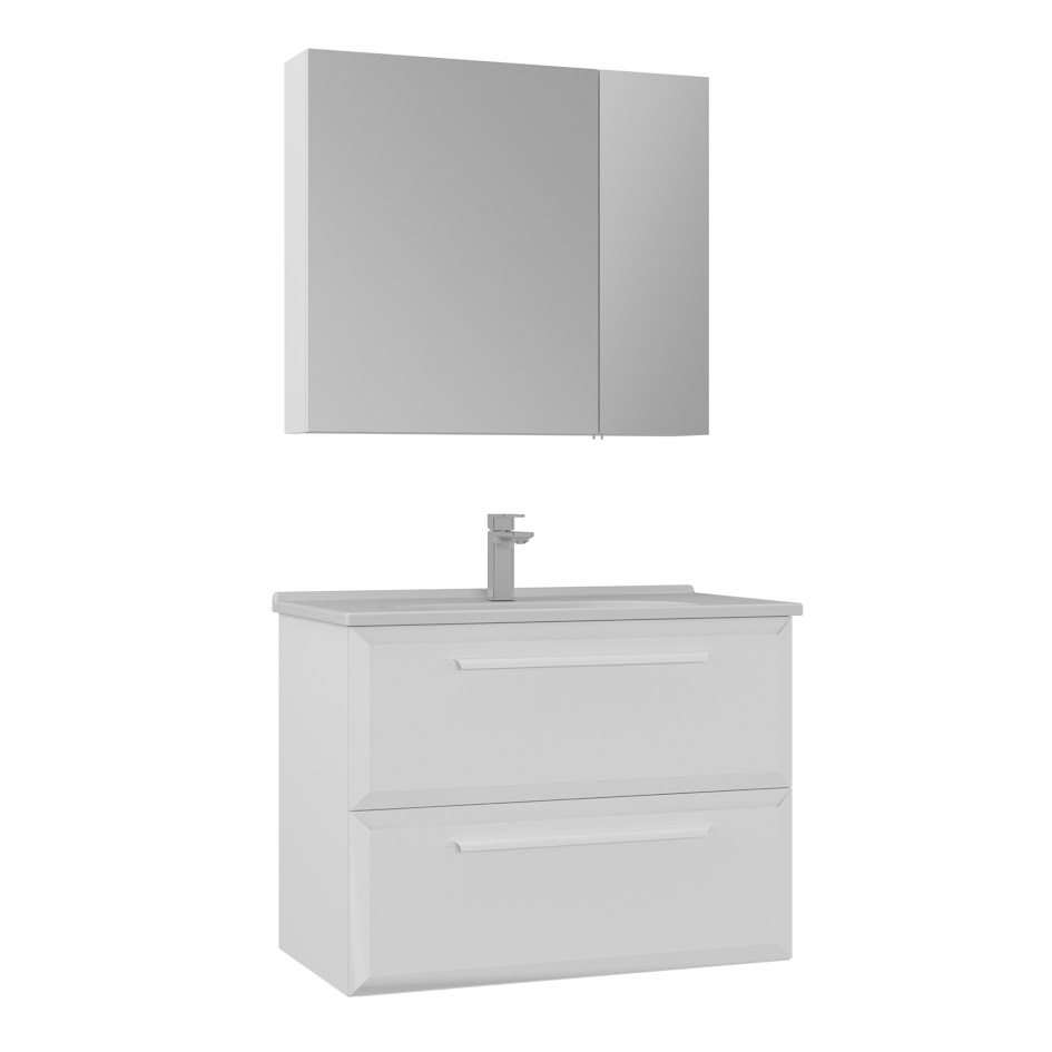 Orka Nuvola 80 cm Banyo Dolabı Takımı | Parlak Beyaz