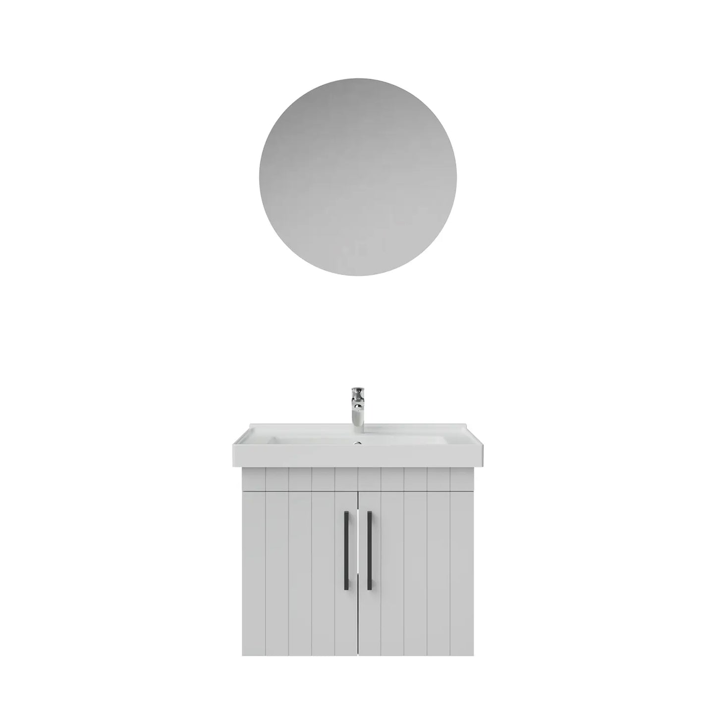 Creavit D20 Lake Çizgili Kapaklı Banyo Dolabı | 65-80-100 cm | Yuvarlak / Kare / Dolaplı Ayna Seçenekli