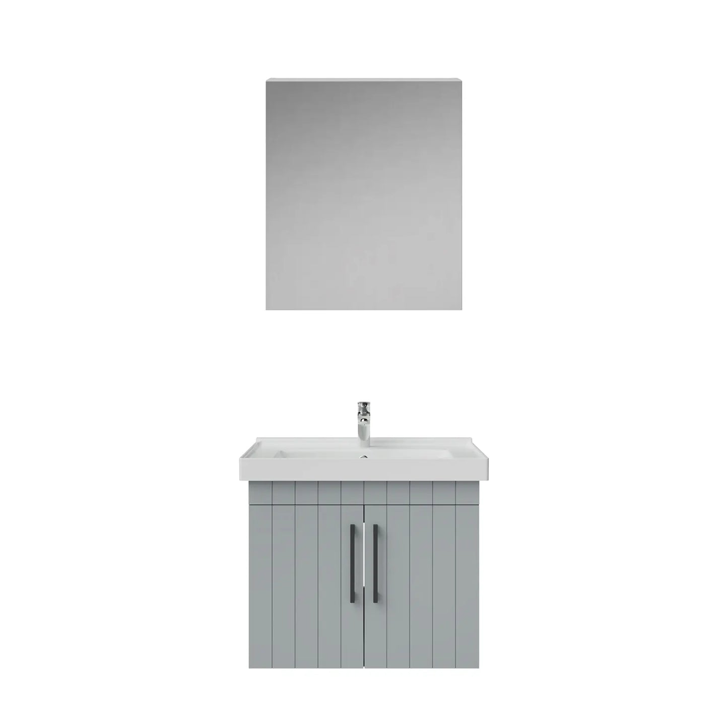 Creavit D20 Lake Çizgili Kapaklı Banyo Dolabı | 65-80-100 cm | Yuvarlak / Kare / Dolaplı Ayna Seçenekli