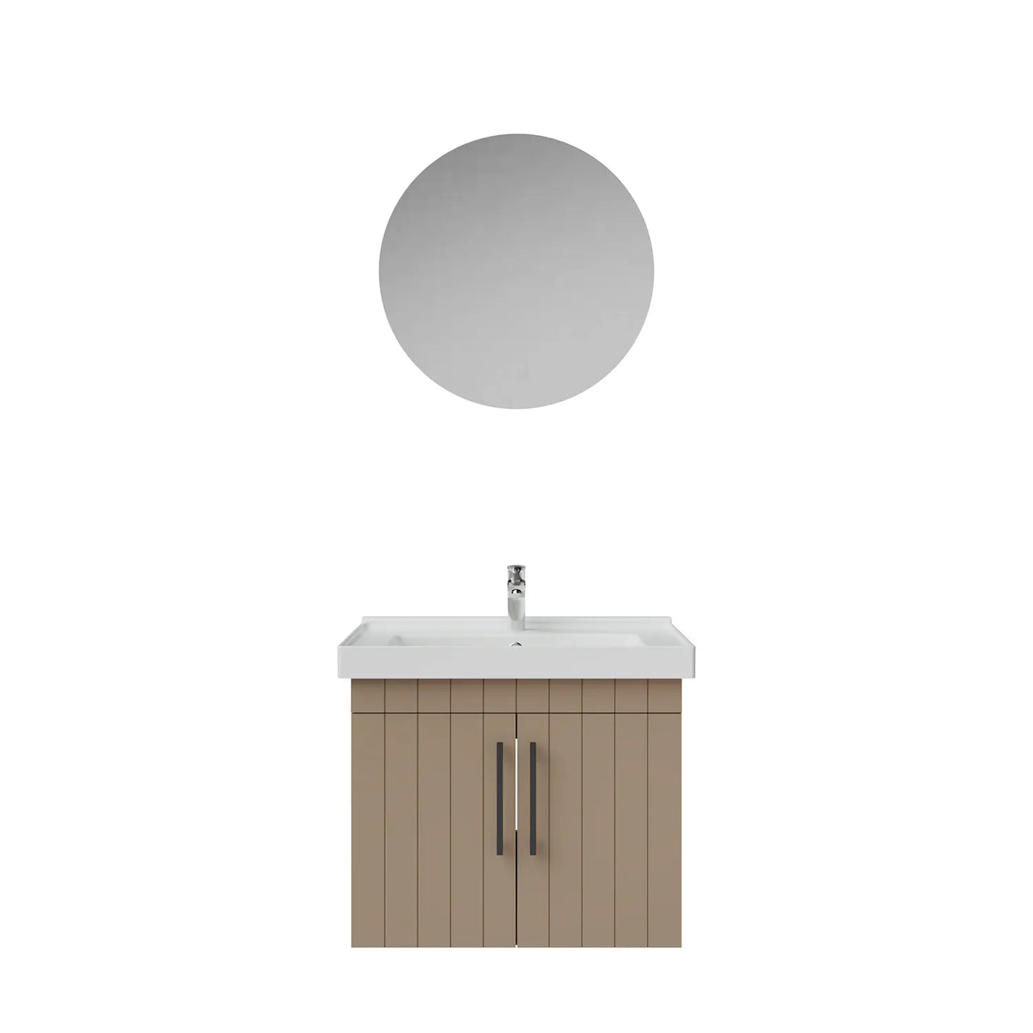 Creavit D20 Lake Çizgili Kapaklı Banyo Dolabı | 65-80-100 cm | Yuvarlak / Kare / Dolaplı Ayna Seçenekli